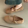 Retro Versatile Round Head Flat Bottom Shallow Mouth Single Shoes Women's 2025 Autumn New Temperament One Word with Skirt Mary Jane Shoes
