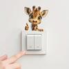 Self-adhesive Switch Stickers Cute Giraffe Thumbs Up for Bedroom Living Room Kids Room Home Decor