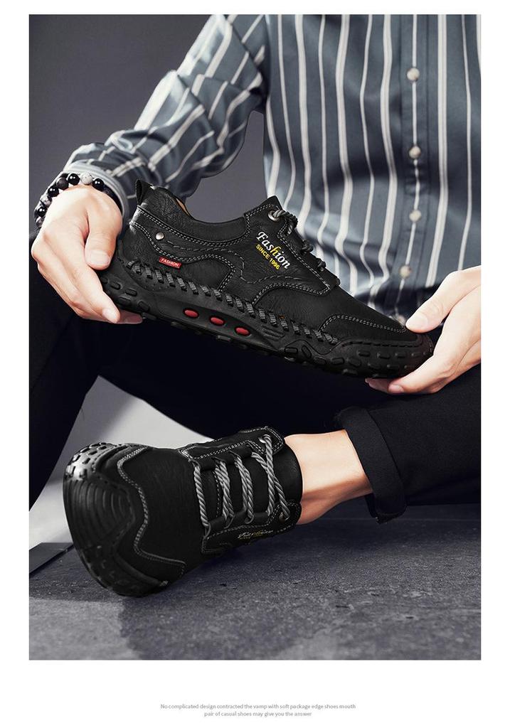 Men's Plus Size Ultra-fiber Casual Low-top Hand-stitched Shoes