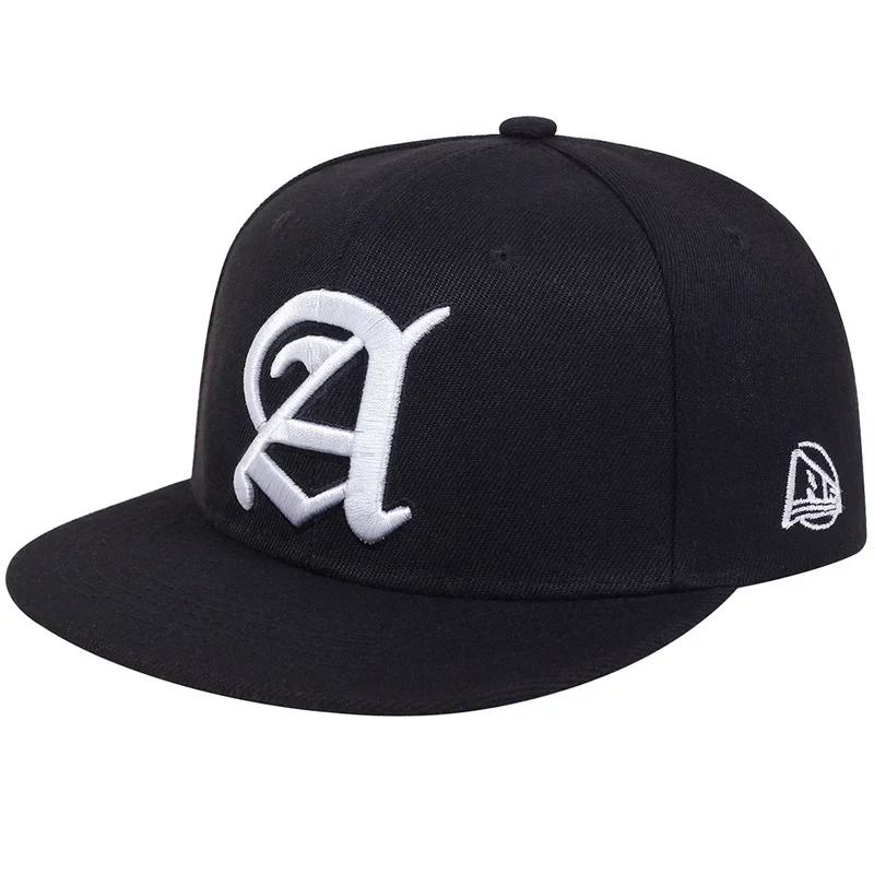 Unisex Persönlichkeit A Buchstabenstickerei Hip-Hop Hüte Outdoor Verstellbar Lässig Baseballkappen Sonnenschutzhut Sportkappe black