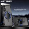 KEYSION 360° Rotating Ring Stand Case for Samsung Galaxy A55 5G A35 A25 A15 Transparent Magnetic Shockproof Phone Cover