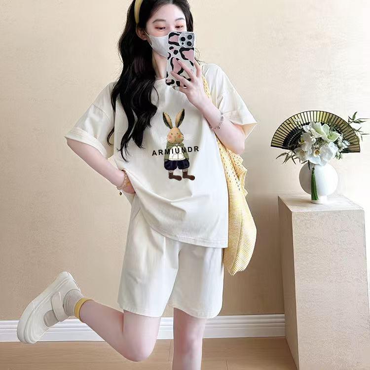 

Petite Women s Gray Maternity Sporty T-shirt & Shorts Set with Tummy Coverage - Summer Collection 2026 XXL (145-160 jin)