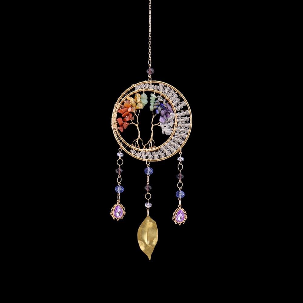 Handmade Sunlight Crystal Dream Catcher: Rainbow Wind Chime Pendant for Girl's Room Gift
