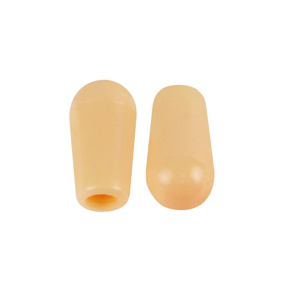 FLEOR Plastic Threaded Toggle Switch Guitar Pickup Switch Tip 2 Black 2 White 2 Yellow 6-Pack 3-Way Tips, Caps, 4mm, + +