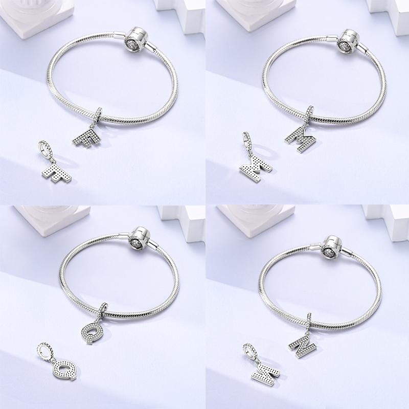 Classic Copper 26 Letters A-Z Alphabet Charms Beads Fit Original Bracelet Bangle Necklace Dangle Women Jewelry Gift