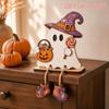 Fun Shape Halloween Wooden Ghost Signs Handmade 2D Flat Ghost Sign  Festival Craft