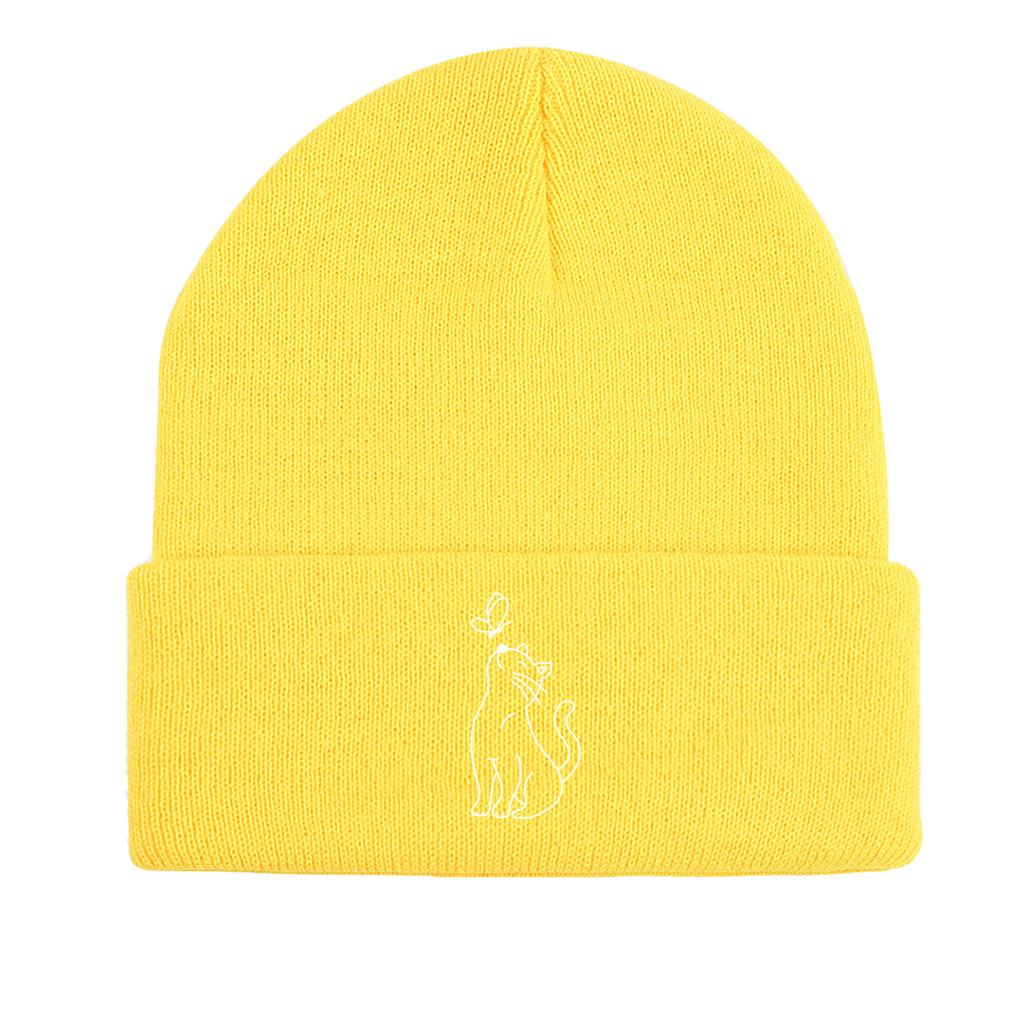 Cute Cat Butterfly Print Winter Hats Knit Cap Beanie Hat For Man Thermal Solid Color Knitted Hat Beanie Perfect For Daily Wear