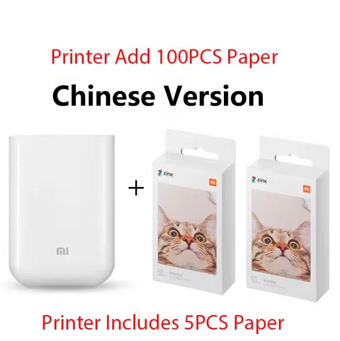 Original Portable MIJIA Pocket Photo Printer Wireless Bluetooth Thermal Print AR Video Mijia ZINK Self-adhesive Color CN
