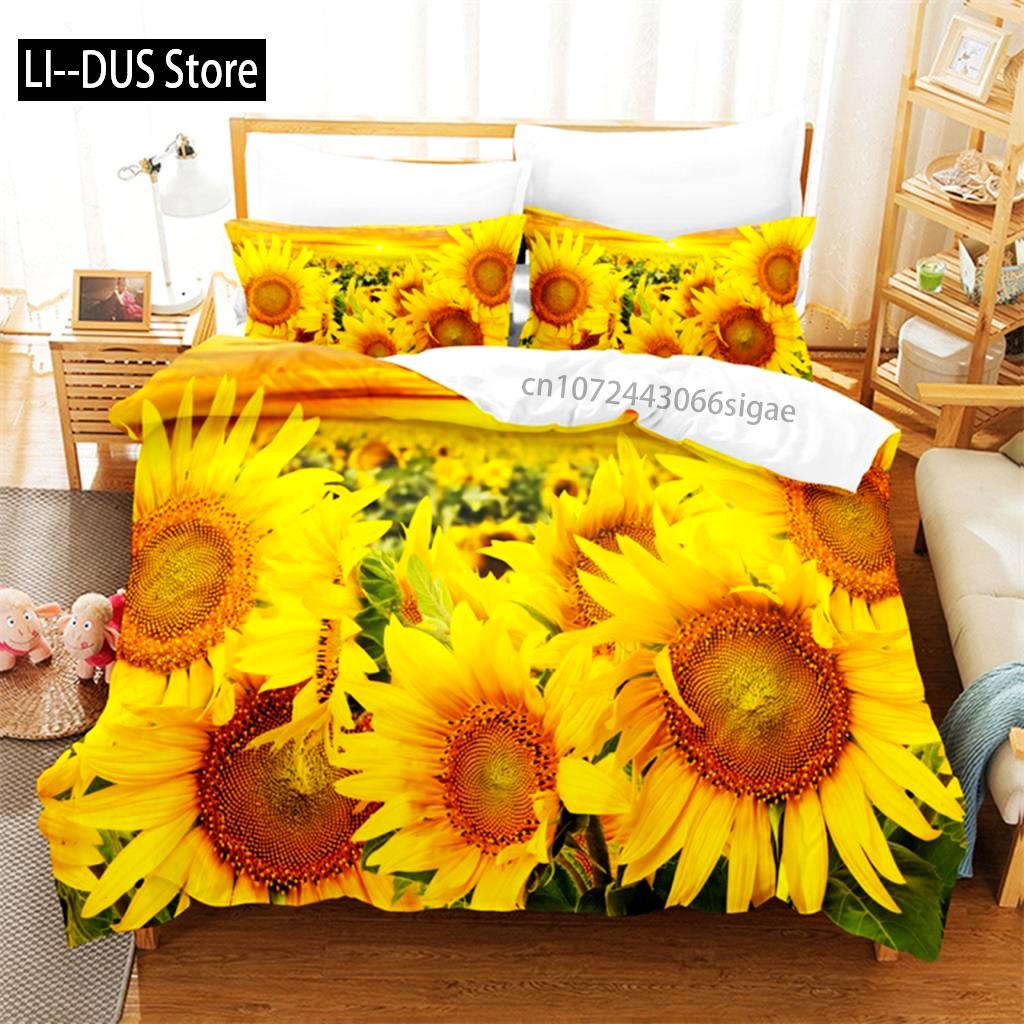 Sunflower Queen Bedding Set Maple Leaf Duvet Cover Set Bedding Digital Printing King Size Duvet Cover Set Bedding Set
