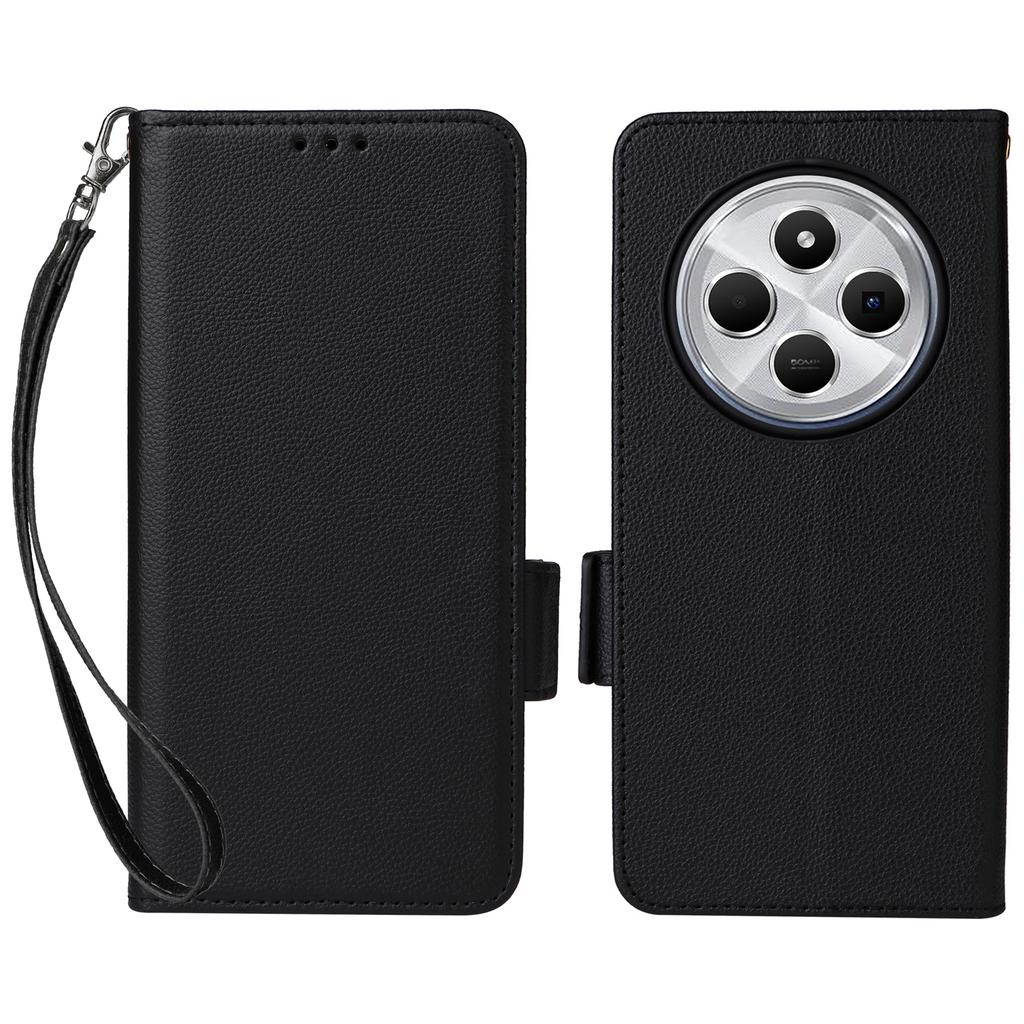 For Xiaomi Poco C75 4G/Redmi 14R 5G/14C 4G/A4 5G Case with Wrist Strap Litchi Texture PU Leather Wallet Phone Cover