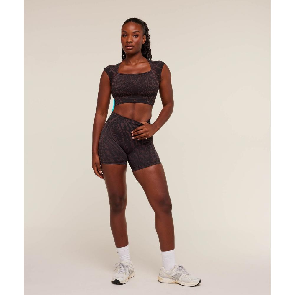 Gymshark Adapt Houndstooth Midi Top Black Reset Pink B5b8h Kc4l