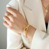 Brățară Elegantă cu Lanț în Formă de Inimă Placată cu Aur cu Design Unic Decupat
