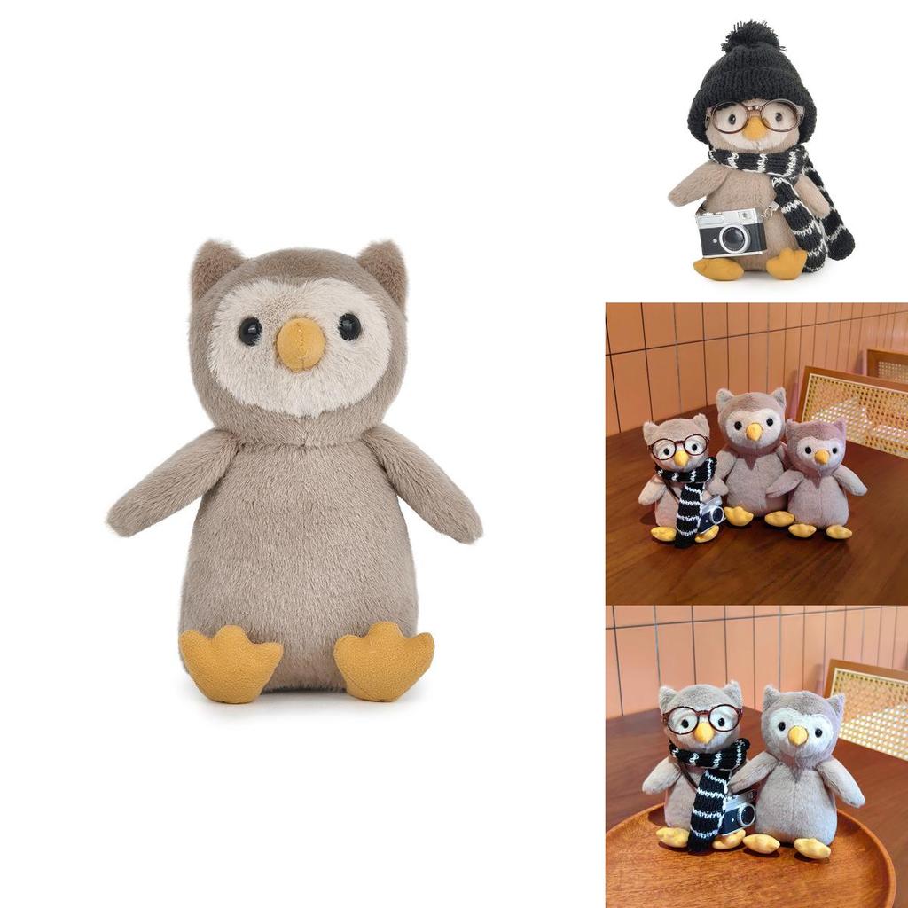 Entzückendes Weiches Plüsch Eulenpuppen Schal-Set mit Hut Kamera Brille für Kinder