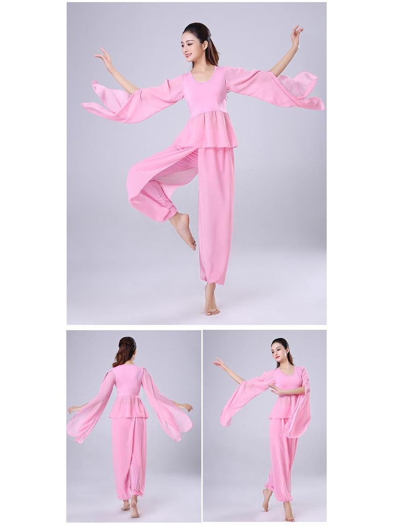 White Chiffon Flowy Yoga Top: Sleeved Dance Rhythm Modal for Performance and Spirit.