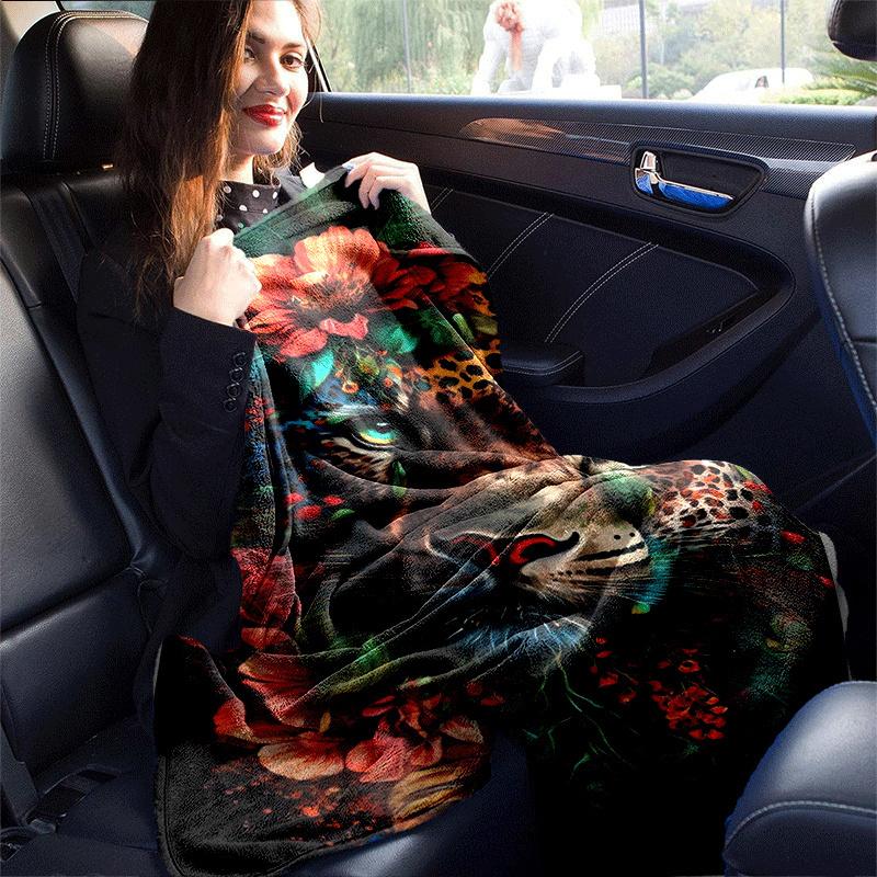1pc Leopard Printing Lightweight Flannel Blanket, Comfortable and Warm Blanket, for Camping Sofa Bed and Couch Office, In All Seasons