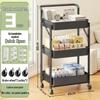 Carrello Multi-Livello Pieghevole Compatto: Scaffale Metallico Versatile per Bagno, Camera da Letto o Soggiorno