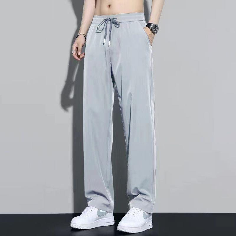 Men's Summer Thin Ice Silk Quick-Dry Loose Straight-Leg Western Drape Trousers