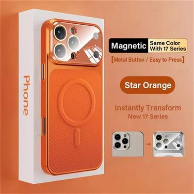 Luxury Carbon Fiber Leather Phone Case For iPhone 17 16 15 14 13 Pro Max For Magsafe Magnetic Wireless Charging Shockproof Phone Cover