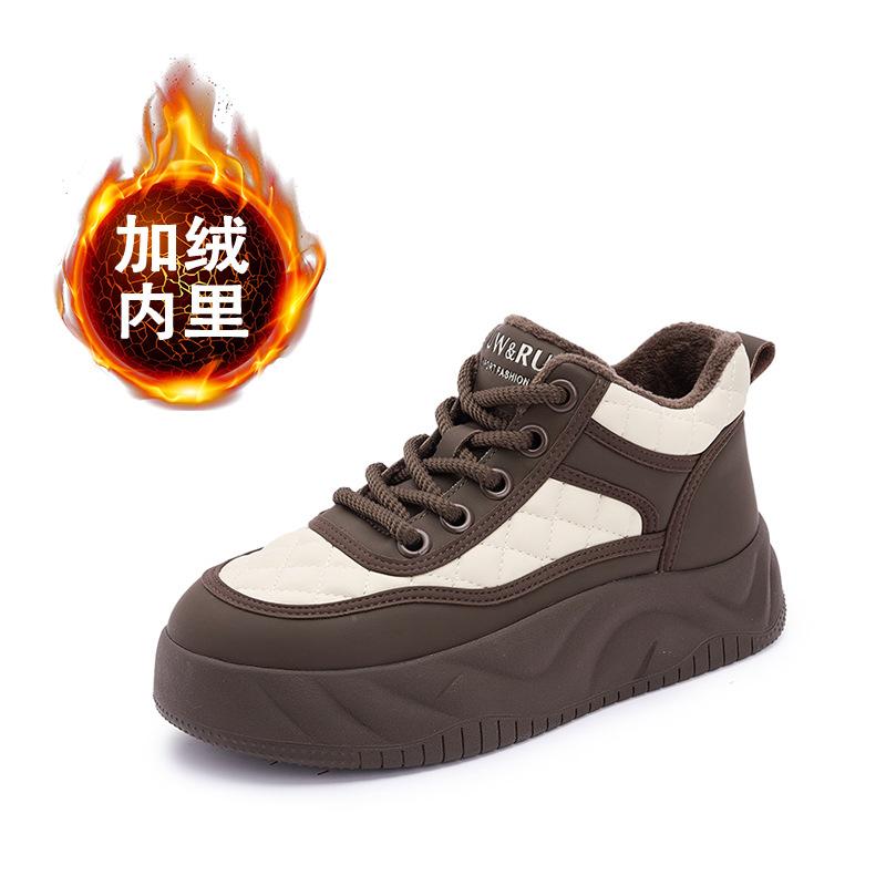 

Высокие кеды женские 2025 осень и зима новая бархатная универсальная нишевая трендовая обувь на мягкой подошве хлопковая обувь женская повседневная спортивная обувь 40