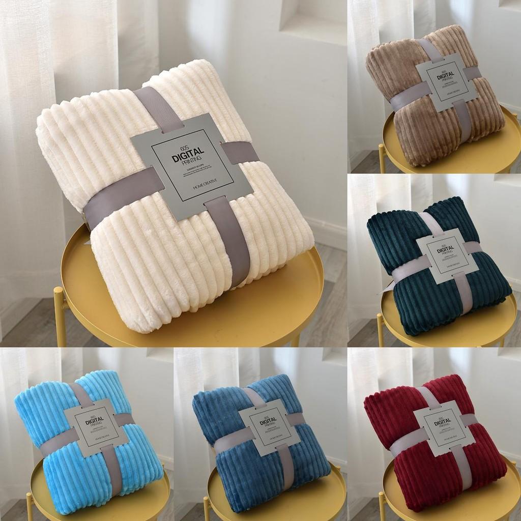 Flannel Fleece Blanket Sofa Soft Solid Color Bedspread Plush Bed Gift Cover