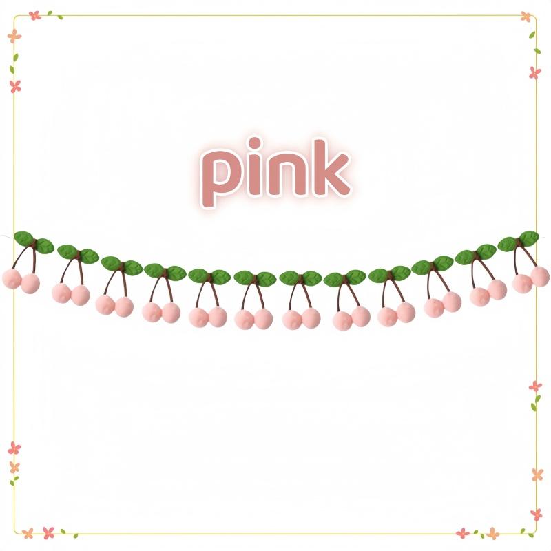 New 1-6PCS Cherry Felt Ball Handmade Garland String Wall Hanging Ornaments Hair Ball Pendant Kids Room Shower Party Favor Decor