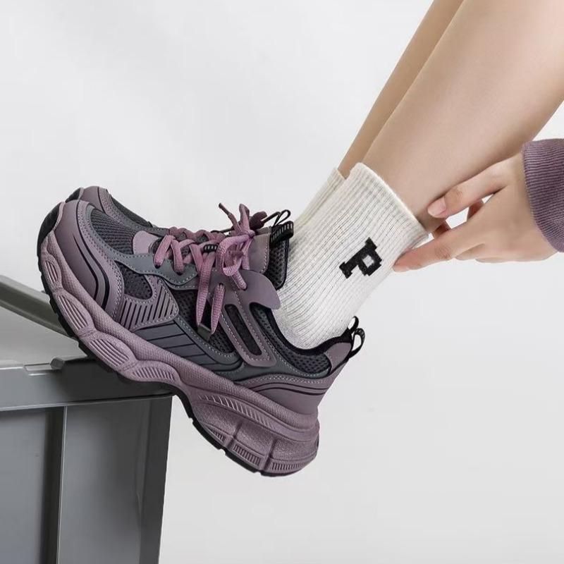 Women Versatile Thick Bottom Sneakers Spring Summer Breathable Soft-sole Jogging Shoes Outdoor Casual Tennis Sneakers