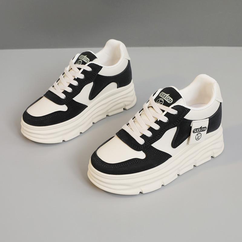 

W new summer and autumn color matching inner height increase thick sole wear-resistant student breathable college wind board shoes 35
