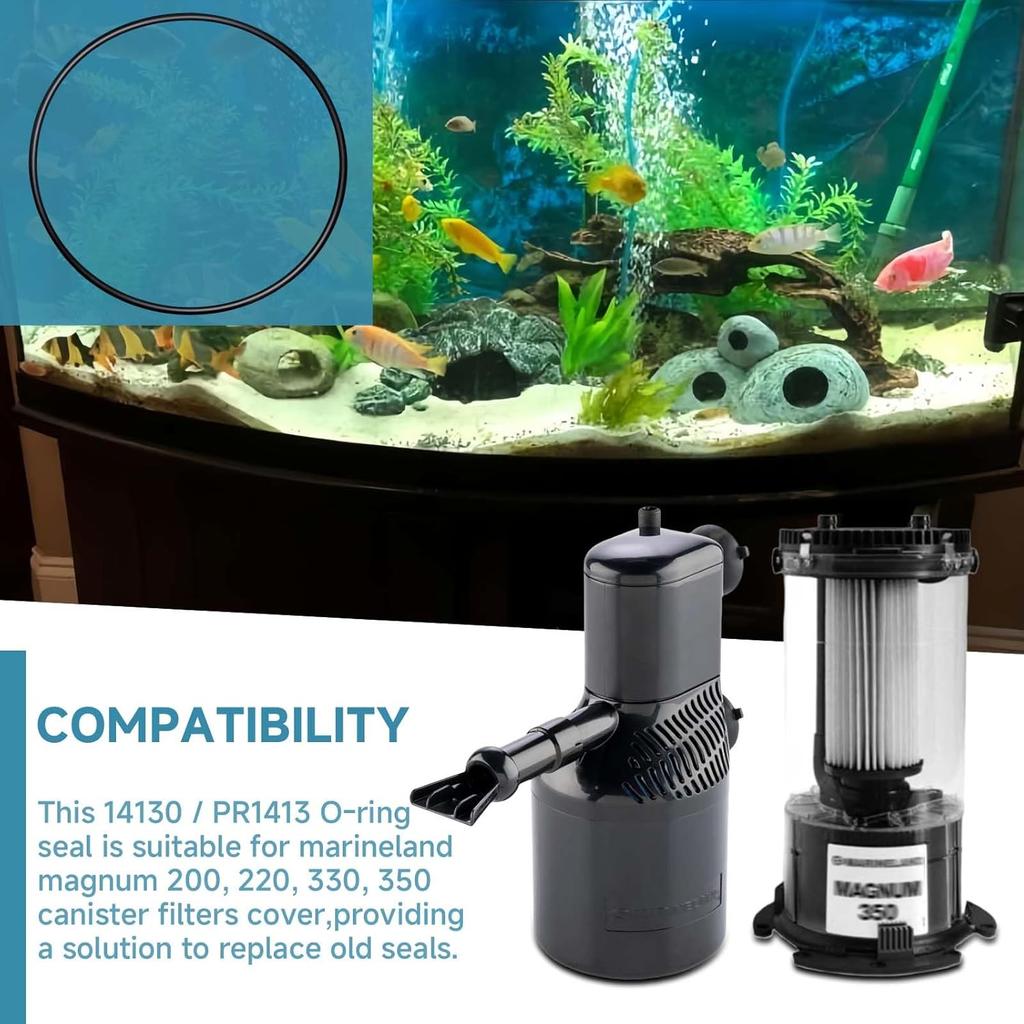 (4-Pack) 14130 / PR1413 O-Ring Cover Seal Suitable for Marineland Magnum 200, 220, 330, 350 Canister Filters, Replacement for Filter Cartridge Seals