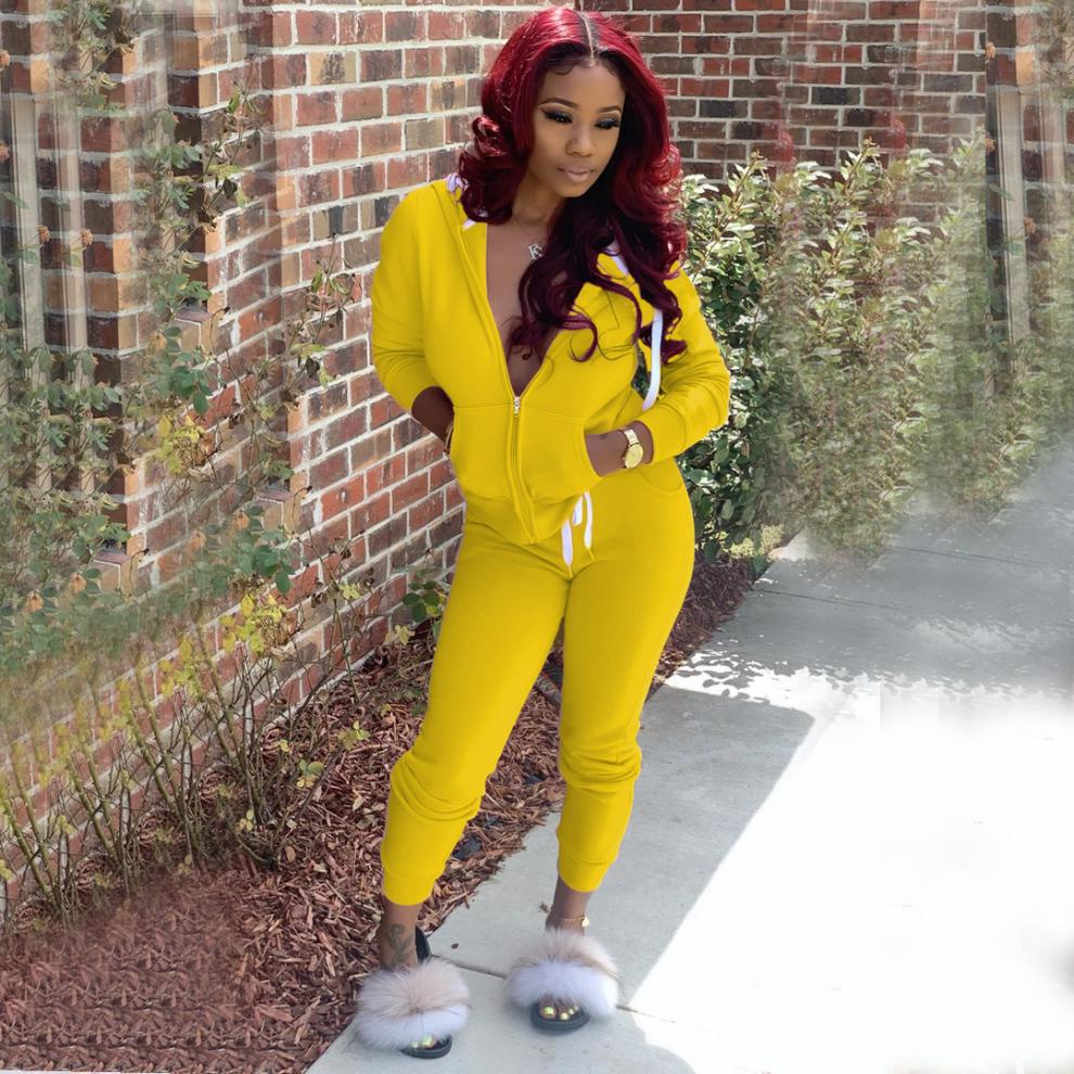 2024 Autumn Hot-Selling Women's Solid Color Hoodie Sweatshirt Sportswear Two-Piece Set