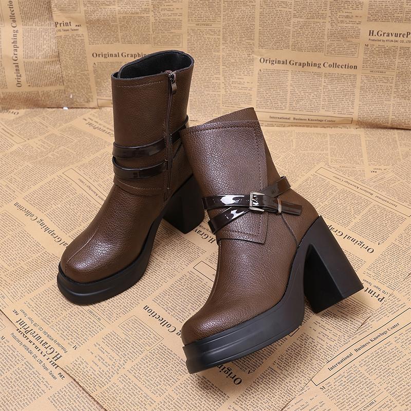 

Men Women Winter Boots Fashion New Ankle Women S Sexy High Heels Elegant Shoes Chelsea Pumps Leather Dress Cozy Femme 35