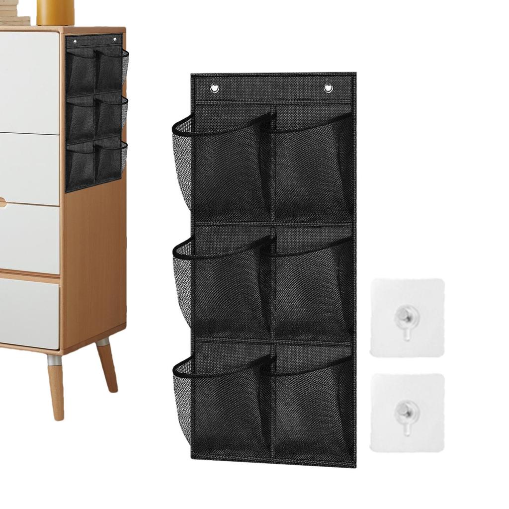 Wall-Mounted Storage Bag 6 Grids Mesh Closet Shoe Holder Door Hangable Storage Basket Closet Storage Pockets Shoe Holder