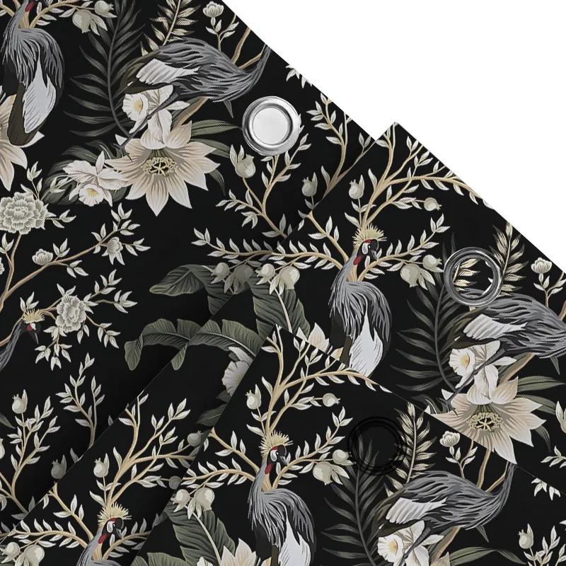 Graceful Tropical Bird And Flower Shower Curtain For Bathroom - Stylish And Durable Waterproof Decor To Install Wrinkle-Free