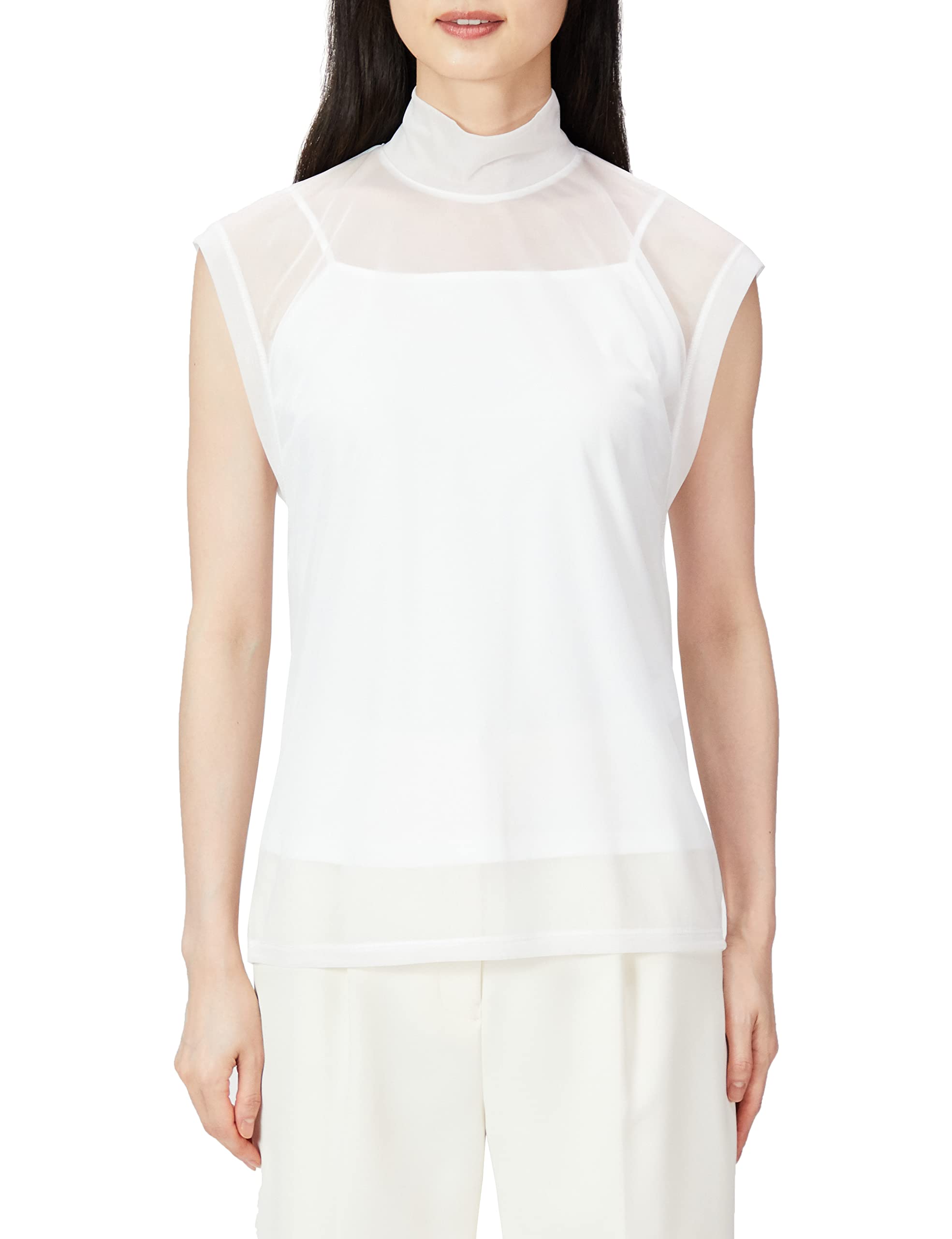 

Selford Sheer Sleeveless Top with Cami Size OWHT F Women s Detail, CWCT224016,