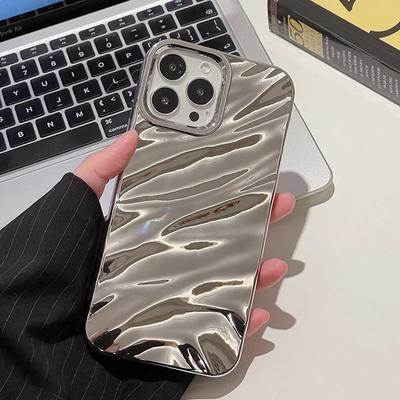 Qianliyao  Silver Silk Pattern Phone Case for Iphone 17 16 15 14 13 11 12 Pro Max 14pro Brief Shockproof Soft Back Cover