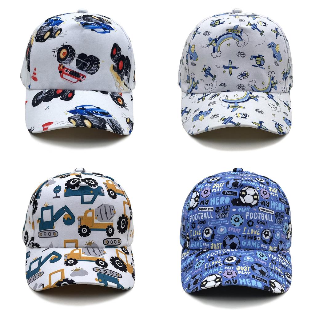 Kids Cotton Baseball Hat With Embroidered Construction Truck For Summer Sunshade