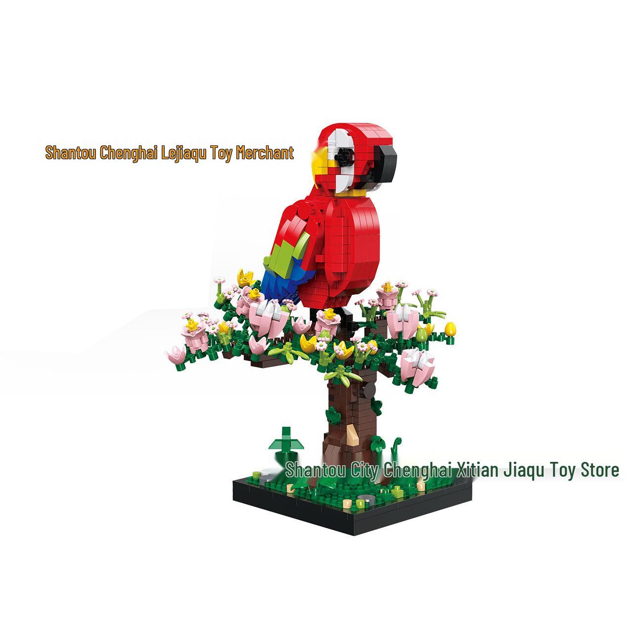 Compatible with Lego: Macaw Flower Bouquet Building Block Model - Educational Decompression Toy