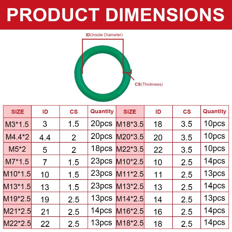 279PCS Rubber O Ring Oil Resistance O-Ring Washer Gasket Seals Watertightness Assortment Different Size Plastic Box Kit Set