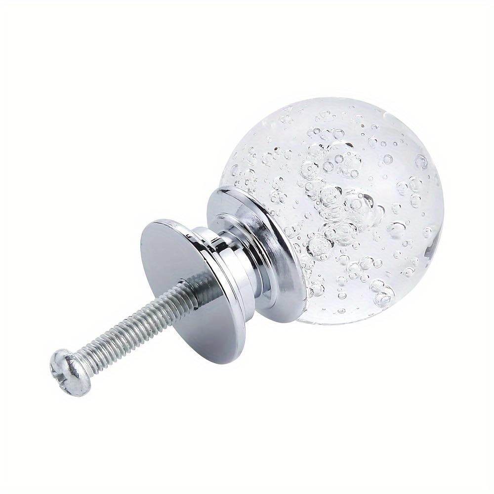 6/18 Pcs Crystal Cabinet Knobs Round Glass Bubble Drawer Pulls Smooth Knobs for Home Cabinets Dressers with Screws 25mm Clear