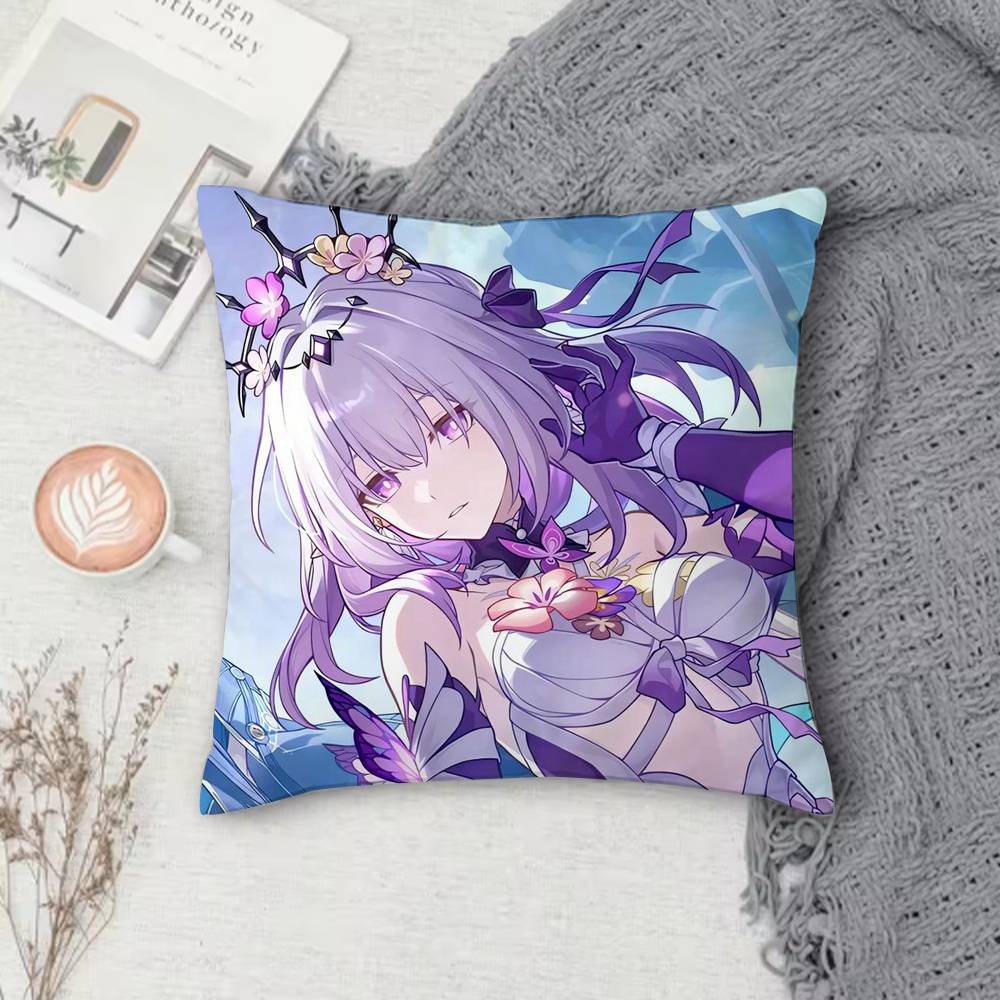 Honkai Series Anime Game Doublesided Printed Square Pillow Cover Decorative Cushion Cover for Sofa Bedroom Bedside