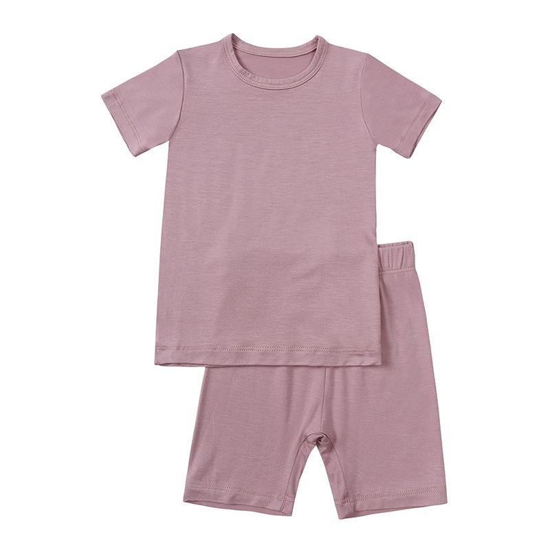 Bamboo Fiber Kids Boys Girls Clothes Set Breathable Pajamas Short Sleeve Top+Shorts Baby Loungewear Children's Sleepwear