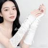 Lolita Lace Long Hand Sleeves Women's Subculture Half Palm Ballet Silk Strap Sleeves Y2k Halloween Accessories Gloves