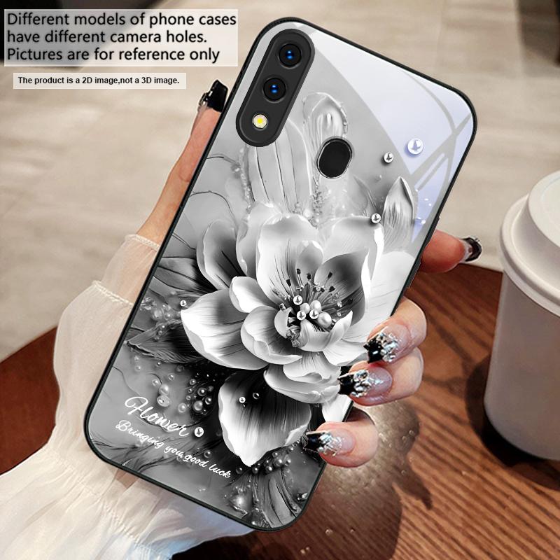Blooming Blue Flowers For Samsung A73 72 71 A70 56 55 54 A53 52 51 50 42 A35 A34 33 32 31 26 25 24 23 22 30 Glass Phone Case