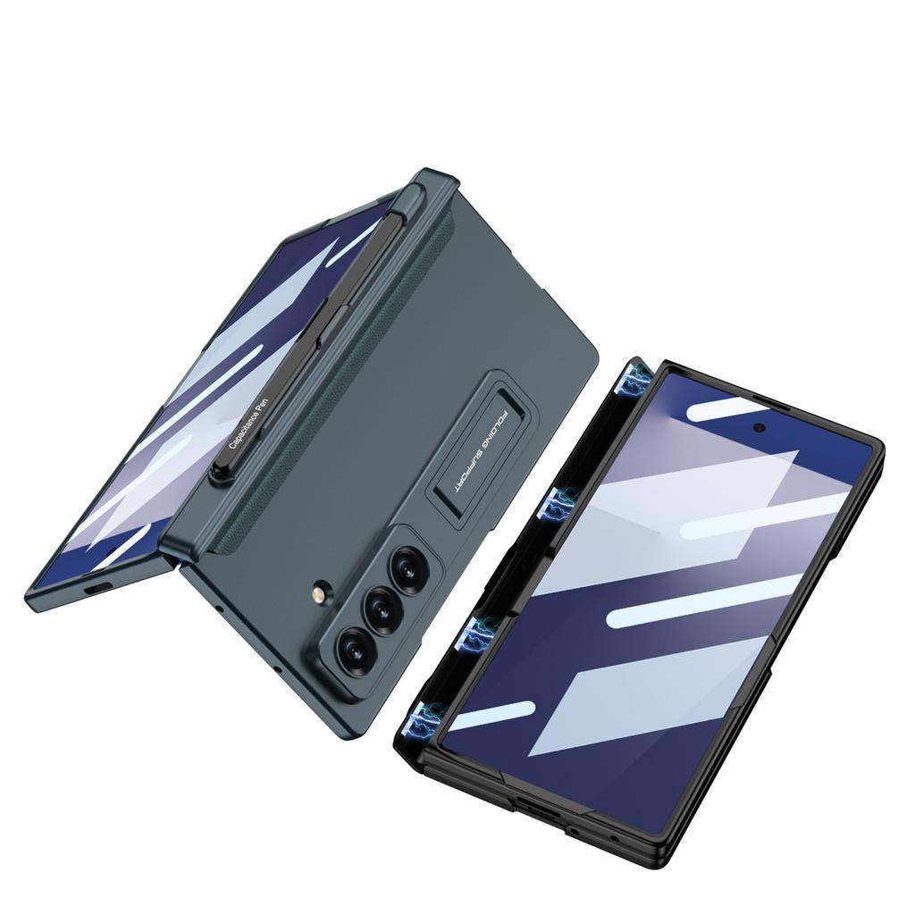 Samsung Fold7 Mobile Phone Case Magnetic Folding Full Pack Pen Slot Bracket Zfold7 Shell Film Protective Sleeve