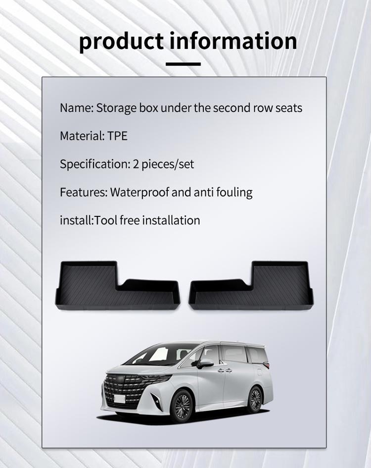 SMABEE for Toyota Alphard Verfire 40 Series 2024 2024 Underseat Storage Box TPE Second Row Seat Lower Tray Organizer Accessories