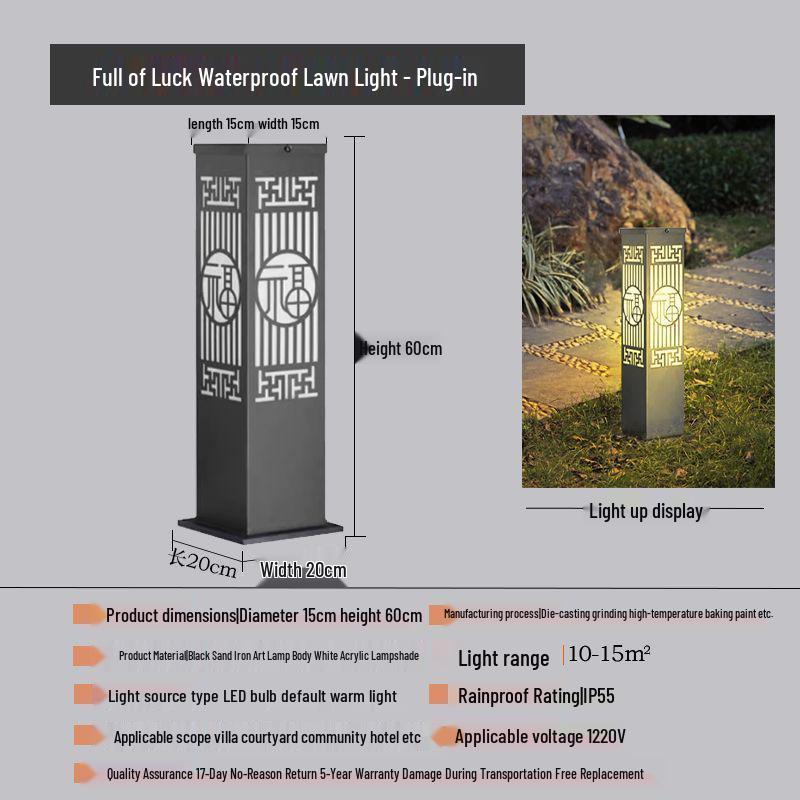 Solar-Powered Waterproof Lawn Light for Outdoor Garden or Villa