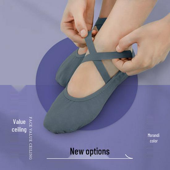 Ballett-dansesko i lerret for barn og kvinner - Myk såle, ensfarget, egnet for yoga og trening