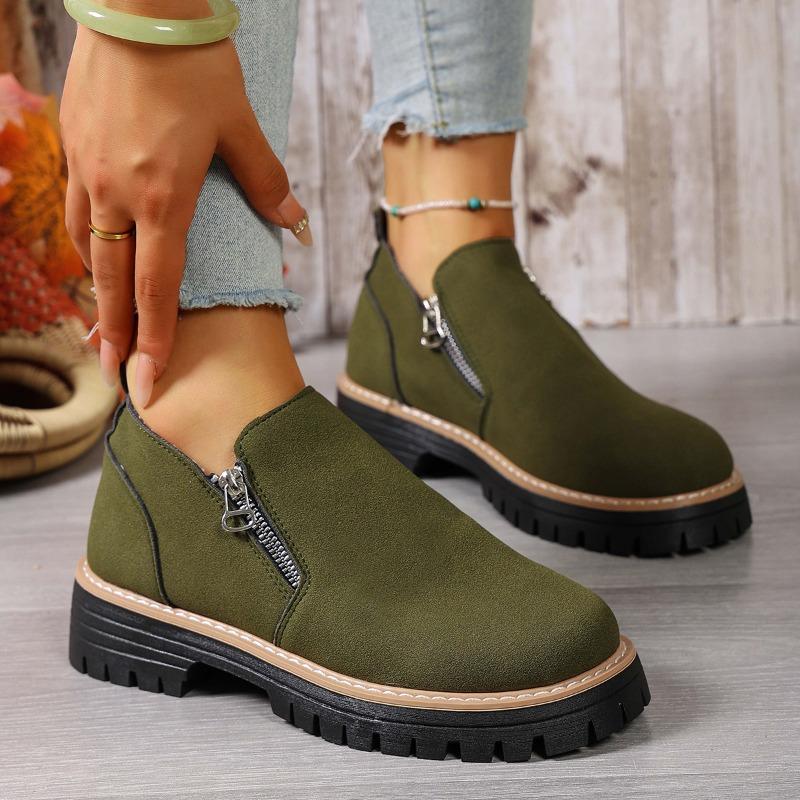 Large size one 3 autumn and winter beautiful versatile thick heel suede side zipper fashion boots