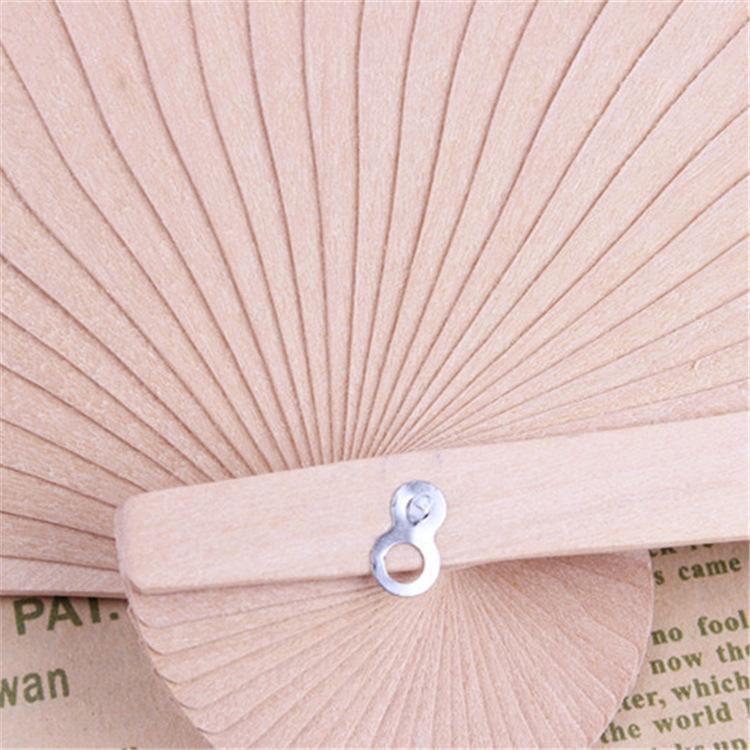 Wooden Carved Folding Fan with Printed Design