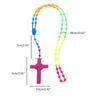 Fashion Rosary Beads Cross Pendant Necklace Women Link Chain Plastic Material Necklace Girl Religious Jewelry Party Gift