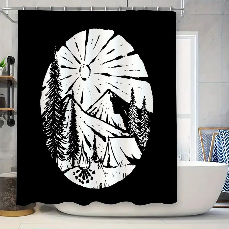 

Mountain Forest Landscape Shower Curtain Nature Trees Waterfall Scenic Backdrop Washroom Decor W60H190(CM)-1 Pcs